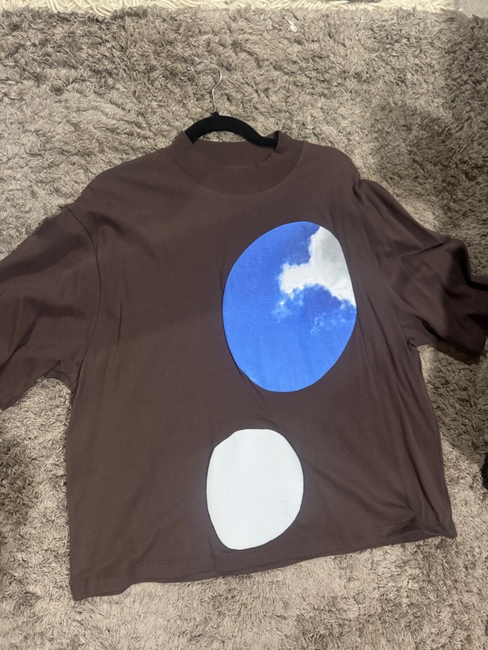 Yeezy Jesus is king Brown eGraphic Tee with Blue Sky and White Circle cropped